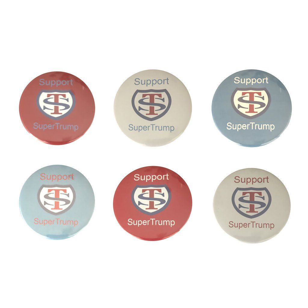 SuperTrump logo buttons 3 inches round with pin